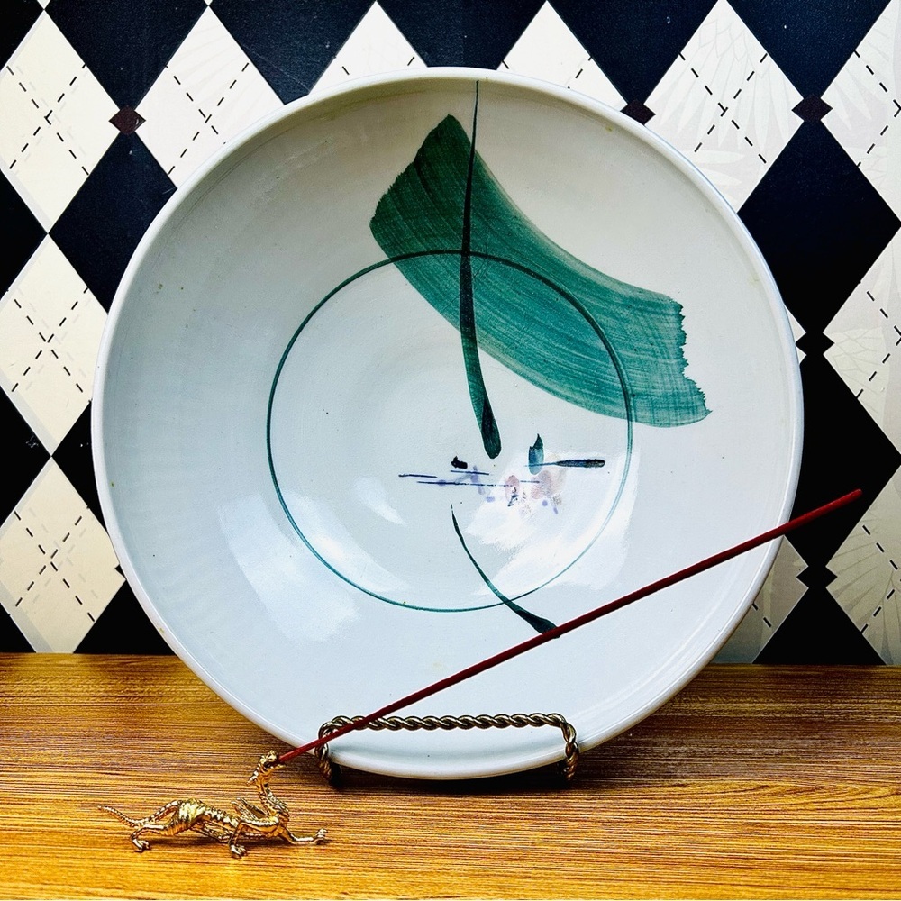 Japanese Bowl Hand-Painted Abstract Bamboo Vintage Serving or Display Large Deep - Picture 5 of 17